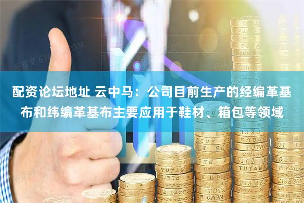 配资论坛地址 云中马：公司目前生产的经编革基布和纬编革基布主要应用于鞋材、箱包等领域
