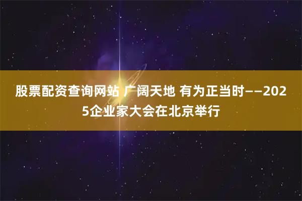 股票配资查询网站 广阔天地 有为正当时——2025企业家大会在北京举行